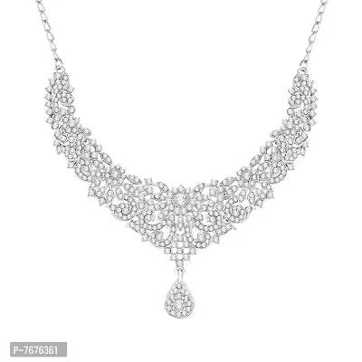 Atasi International Glim Diamond Silver Plated Alloy Choker Necklace Set For Women (R5395)-thumb5