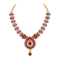 Atasi International Gold Plated Pink Diamond Necklace Jewellery Set for Women (GR5011)-thumb1