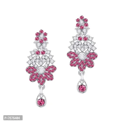 Atasi International Silky Pink Silver Set with Earrings and Maang Tikka For Women (RP5398)-thumb3