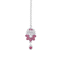 Atasi International Silky Pink Silver Set with Earrings and Maang Tikka For Women (RP5398)-thumb3