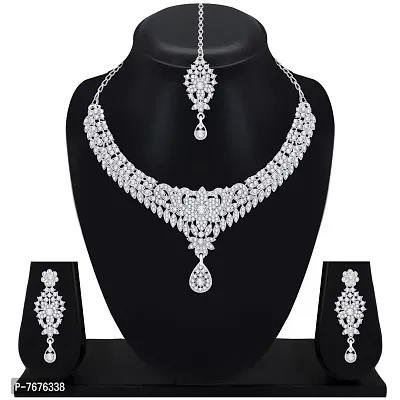 Atasi International Glamor Silver Plated Alloy Choker Necklace Set For Women (R5390)-thumb4