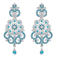 Atasi International Bridal Aqua Blue Silver Set with Earrings and Maang Tikka For Women (RF5291)-thumb4