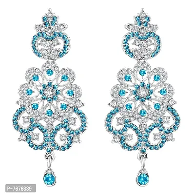 Atasi International Bridal Aqua Blue Silver Set with Earrings and Maang Tikka For Women (RF5291)-thumb5