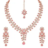 Diamond Necklace Jewellery Set for Women with Earrings and Maang Tikka for Wedding, Party, Engagements  Festivals-thumb2