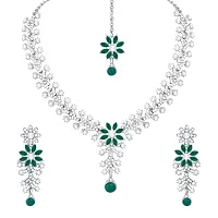 Atasi International Diamond Necklace Jewellery Set for Women with Earrings and Maang Tikka for Wedding, Party, Engagements  Festivals-thumb1