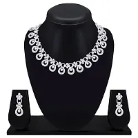 Diamond Necklace Jewellery Set for Women with Earrings and Maang Tikka for Wedding, Party, Engagements  Festivals-thumb1