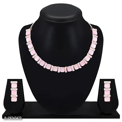 Diamond Necklace Jewellery Set for Women with Earrings and Maang Tikka for Wedding, Party, Engagements  Festivals