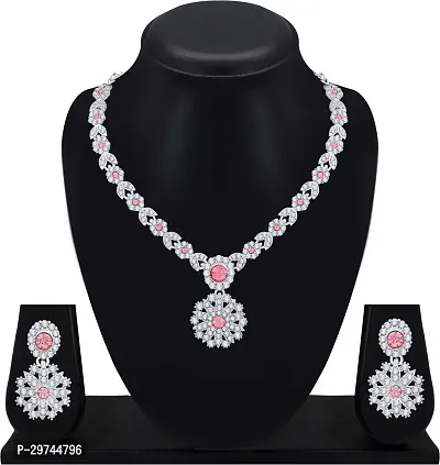 Diamond Necklace Jewellery Set for Women with Earrings and Maang Tikka for Wedding, Party, Engagements  Festivals