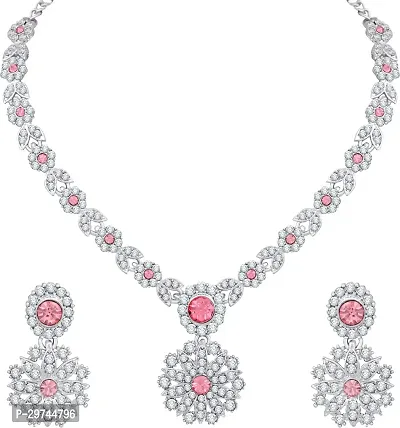 Diamond Necklace Jewellery Set for Women with Earrings and Maang Tikka for Wedding, Party, Engagements  Festivals-thumb2