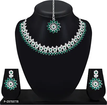 Designer Alloy American Diamond Jewellery Set for Women-thumb0