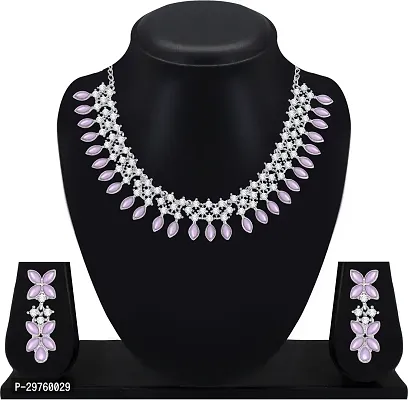 Designer Alloy American Diamond Jewellery Set for Women