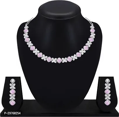 Designer Alloy American Diamond Jewellery Set for Women