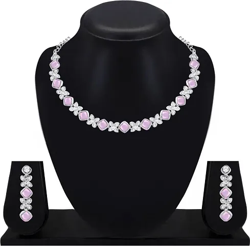 Designer Alloy American Diamond Jewellery Set for Women