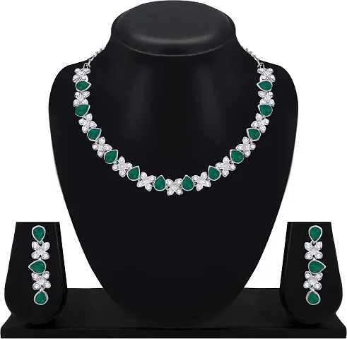 Designer Alloy American Diamond Jewellery Set for Women