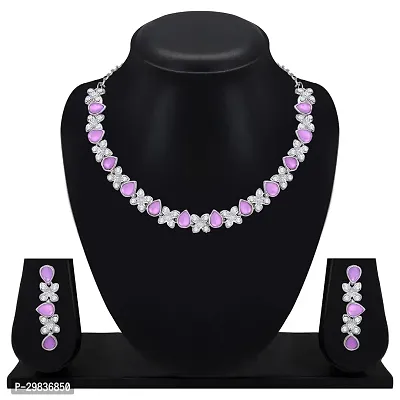 Alloy Rhodium Silver, Purple Jewel Set