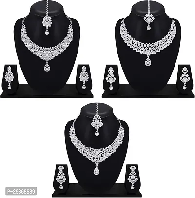 Alloy Rhodium Silver Combo Jewel Set