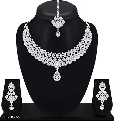 Alloy Rhodium Silver Combo Jewel Set-thumb4