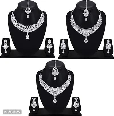 Alloy Rhodium Silver Combo Jewel Set