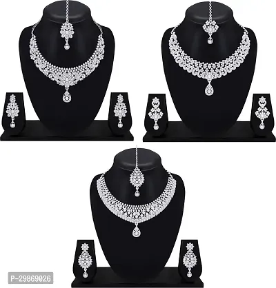 Alloy Rhodium Silver Combo Jewel Set