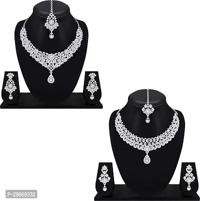 Alloy Rhodium Silver Combo Jewel Set