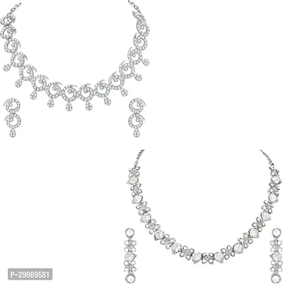 Alloy Rhodium Silver Combo Jewel Set-thumb0