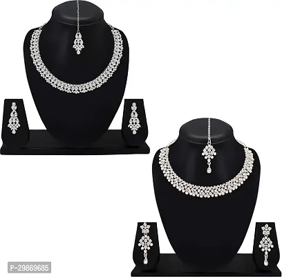 Alloy Rhodium Silver Combo Jewel Set