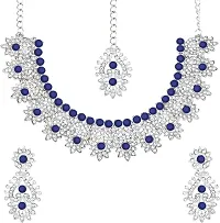 Alloy Rhodium Silver, Blue Jewel Set-thumb1