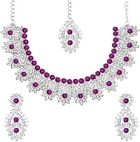 Alloy Rhodium Silver, Purple Jewel Set-thumb1