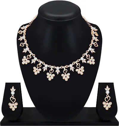 Diamond Necklace Jewellery Set for Women with Earrings and Maang Tikka for Wedding