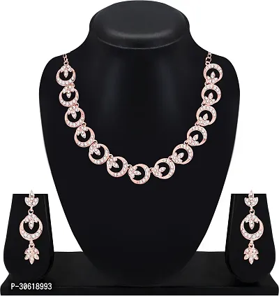 Rose Gold Crystal Diamond Jewelry Set for Women-thumb0