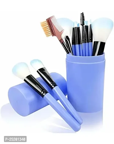 PANKAJ ENTERPRISES Professional 12 Piece of Blue Make-up Brushes with container