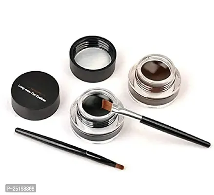 Eyeliner Gel Black and Brown Gel Eye liner Gel Set Long lasting Water Proof Smudge Proof, Work Great with Eyebrow, with Eye Makeup Brushes Pack of 1-thumb2