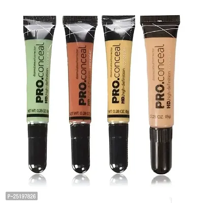 HMG Hd Pro Face Concealer Orange, Green, Yellow, Creamy Beige (4pcs) Concealer Natural (Multicolor, 32g) 8g Each