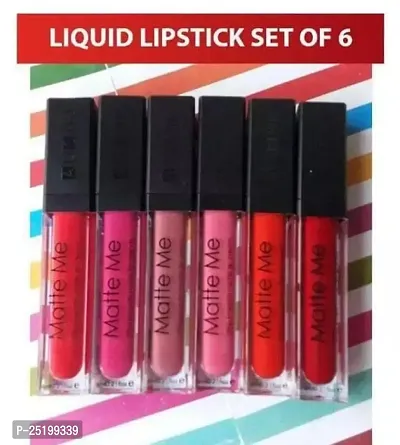 Pankaj Enterprises Matte Ultra Smooth Liquid Lipstick (6 Piece) Finish - Multicolor with makeup Blander puff PACK OF 8-thumb2