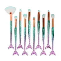 Makeup Brushes Set 10pcs 3D Mermaid Makeup Brush Eyeshadow Eyeliner Blush Brushes (Pack of 10)-thumb1