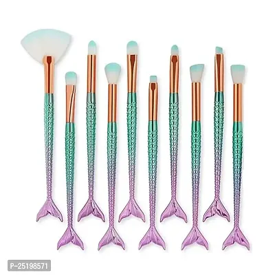 Makeup Brushes Set 10pcs 3D Mermaid Makeup Brush Eyeshadow Eyeliner Blush Brushes (Pack of 10)-thumb2