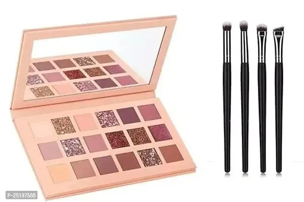 Eyeshadow Palette with Brush Set Combo of The New Eye Shadow Palatte with 4 Pcs Eye Shades Blending Brushes (Black Brush)