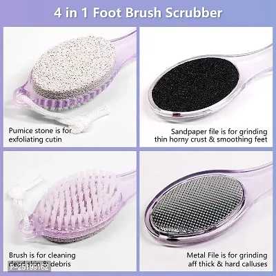 Pankaj Enterprises Pumice Stone Brush for Feet, 2 Pack Foot Brush Scrubber 4 in 1 Pedicure Paddle Kit for Foot Care (Lilac and Blue)-thumb5