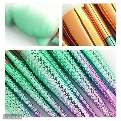 Makeup Brushes Set 10pcs 3D Mermaid Makeup Brush Eyeshadow Eyeliner Blush Brushes (Pack of 10)-thumb5