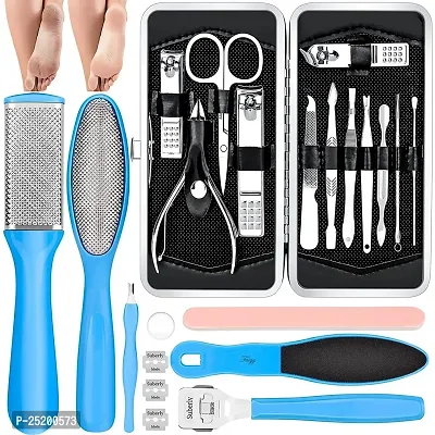 Beauty Pedicure Kits - Callus Remover for Feet, 23 in 1 Professional Manicure Set Pedicure Tools Stainless Steel Foot Care, Foot File Foot Rasp Dead Skin for Women Men Home Foot Spa Kit, Blue