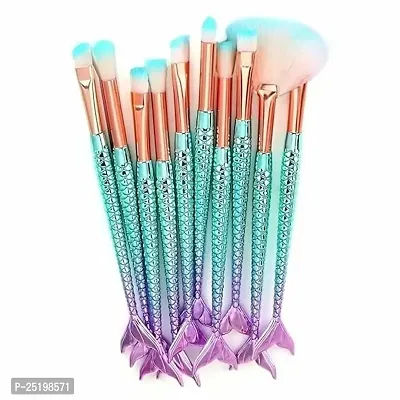 Makeup Brushes Set 10pcs 3D Mermaid Makeup Brush Eyeshadow Eyeliner Blush Brushes (Pack of 10)