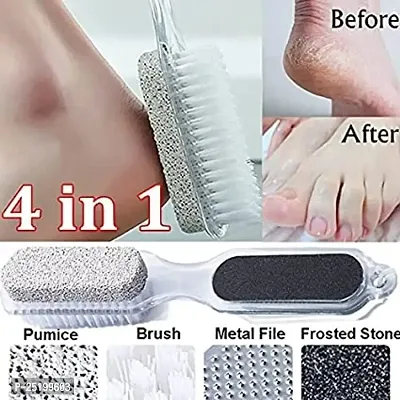 Pankaj Enterprises 4 in 1 Pedicure Brush Set Cleanse Scrub Buff Foot Scrubber Nail Emery File (Multicolor)-thumb2