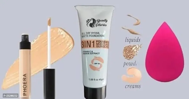 HMG 3 in 1 Foundation With Concealer And Blender Puff.-thumb2