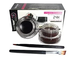 Eyeliner Gel Black and Brown Gel Eye liner Gel Set Long lasting Water Proof Smudge Proof, Work Great with Eyebrow, with Eye Makeup Brushes Pack of 1-thumb3