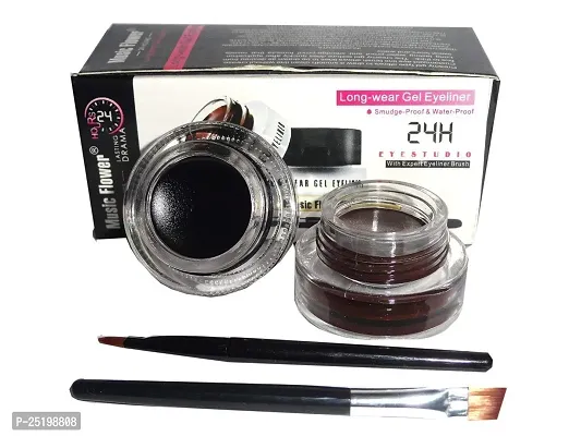 Eyeliner Gel Black and Brown Gel Eye liner Gel Set Long lasting Water Proof Smudge Proof, Work Great with Eyebrow, with Eye Makeup Brushes Pack of 1-thumb4