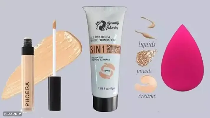 HMG 3 in 1 Foundation With Concealer And Blender Puff.-thumb0