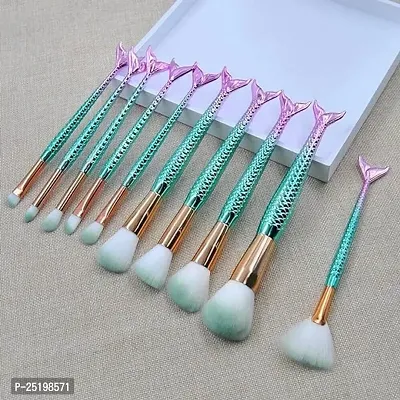 Makeup Brushes Set 10pcs 3D Mermaid Makeup Brush Eyeshadow Eyeliner Blush Brushes (Pack of 10)-thumb4