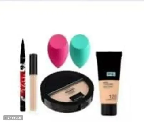 HMG HISAR Face Makeup Combo of 6, Compact, Foundation, Kajal and beauty belnder Pack of 6Makeup Kit HD Quality