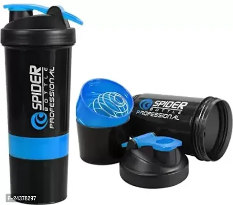 Spider Professional Gym Shaker 500 ml Bottle  (Pack of 1, Blue, Black, Plastic)-thumb0