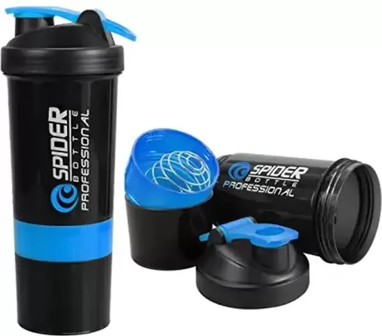 Spider Professional Gym Shaker 500 ml Bottle  (Pack of 1, Blue, Black, Plastic)
